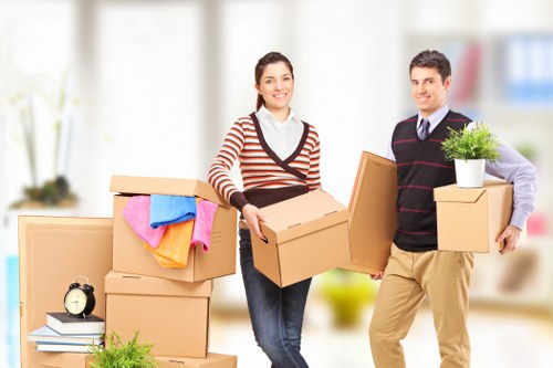 Professional movers handling commercial relocation logistics in Canary Wharf