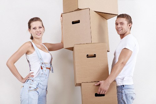 Packing boxes and preparing for a relocation in Canary Wharf